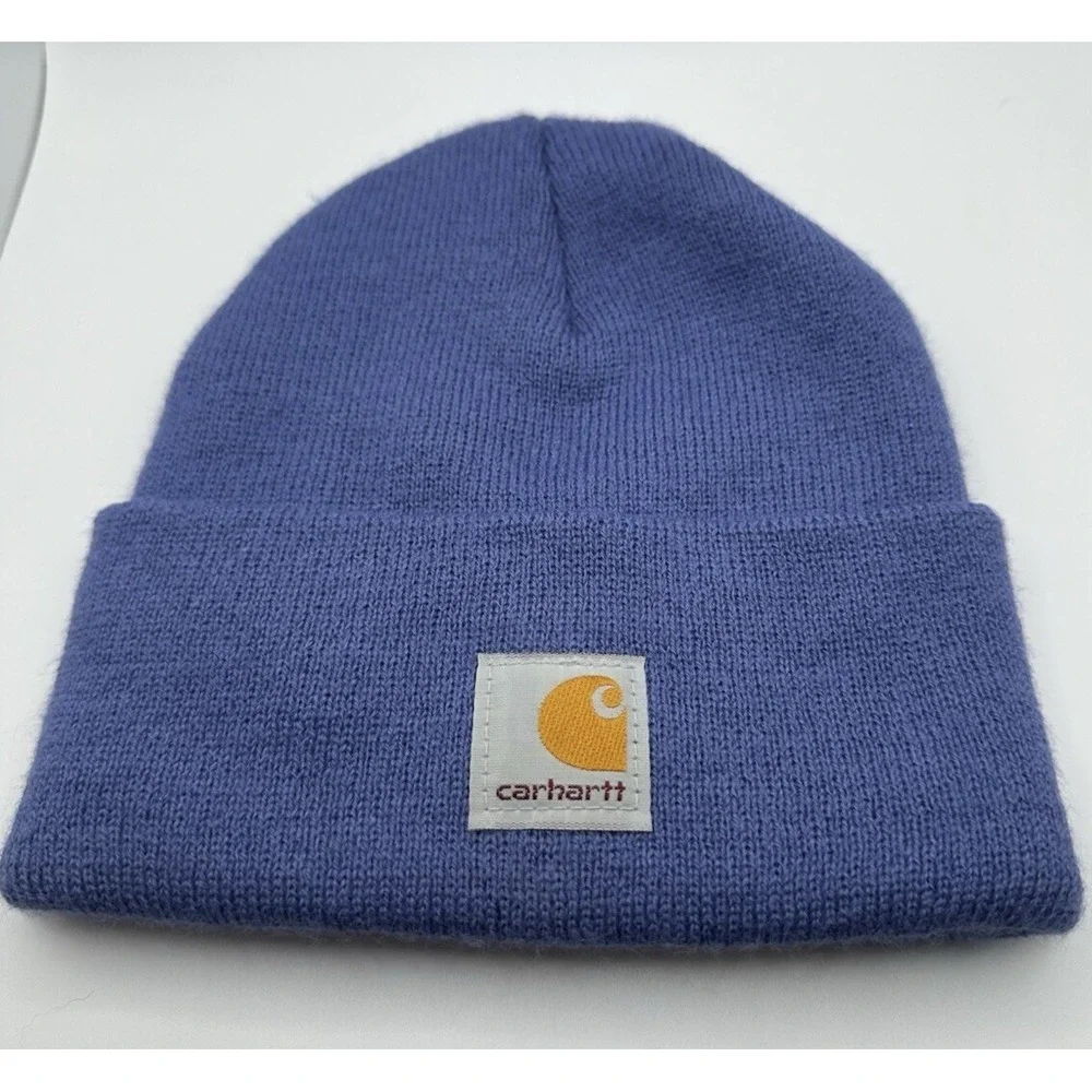 Carhartt Hat Beanie Youth One Size Purple Blue‎ Knit Stocking Cap Work Wear